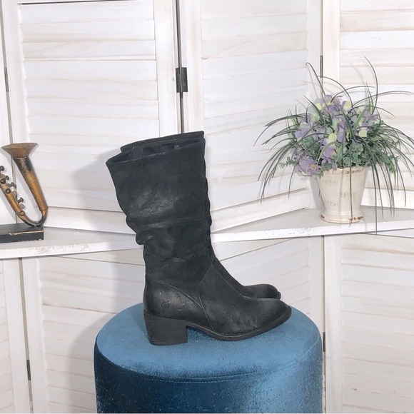 Born Shoes - Born genuine leather black mid calf rubber sole boots sz 6.5